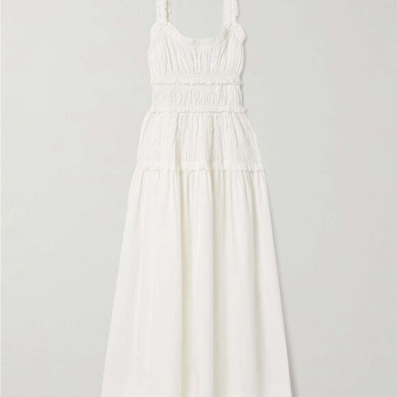 DÔEN Marianne Shirred Organic Cotton-Poplin Midi Dress. Size M. NWOT - Picture 2 of 9